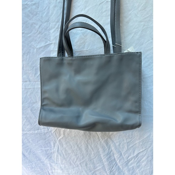 Telfar Small Shopping Bag Grey Faux Leather Crossbody Top Handle - Picture 2 of 12